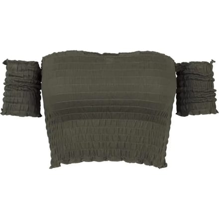 Urban Classics - Cold Shoulder Smoke Crop top - L - Groen