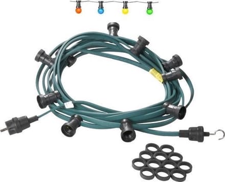 Prikkabel feestverlichting | tuinverlichting | lichtsnoer 40 meter - 60 fittingen + 60 gekleurde LED lampen
