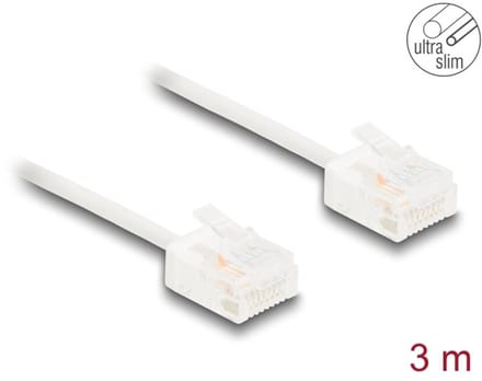 Delock RJ45 Network Cable Cat.6 UTP Ultra Slim 3 m white with short plugs