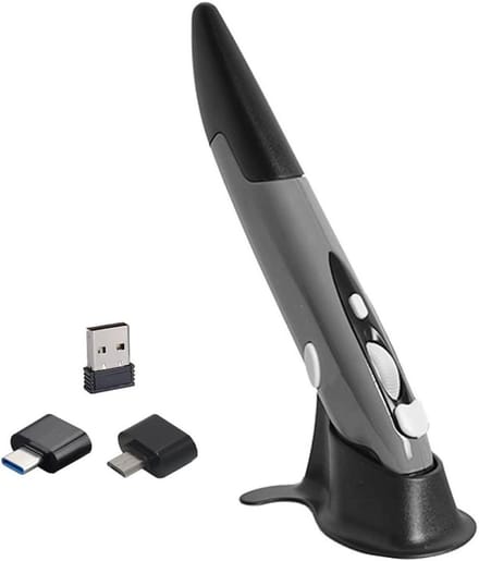 Pen Muis - Stylus Muis - Mobiel Werken - Ergonomisch Ontwerp - 140 mm - Zilver