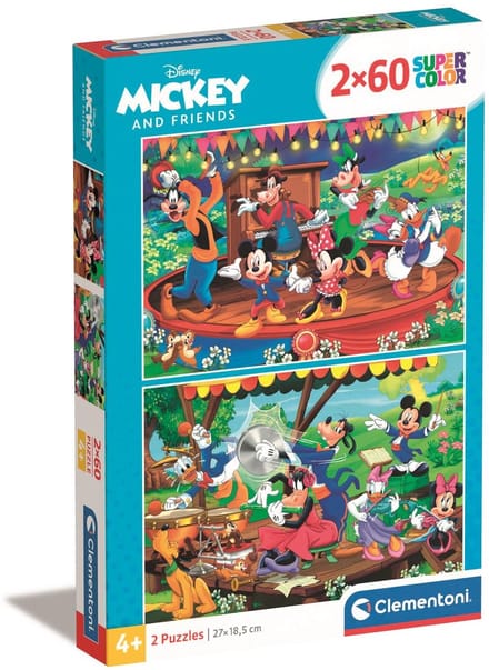 Clementoni - Puzzel - 2x60 Stukjes - Mickey en Vrienden - Puzzel Voor Kinderen