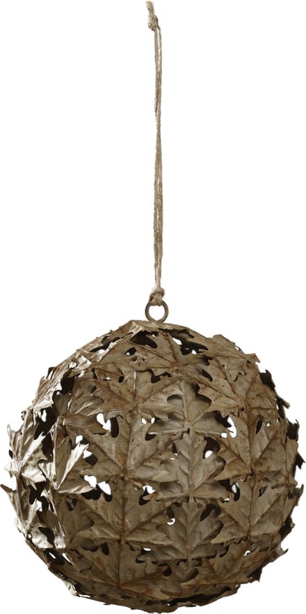 PTMD kerst roestig ijzeren kerstbal bladmodel kerst hanger M diameter 10 cm Xmas Leaf rust iron ball open hanger M