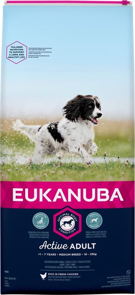 Eukanuba Active Adult Medium Breed Kip - Hondenvoer - 15 kg