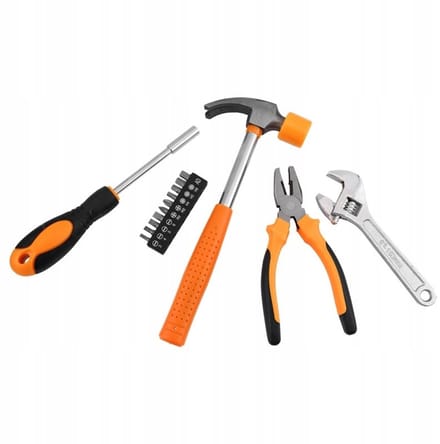 NEO Basisgereedschapset - met hamer, tang, moersleutel & schroevendraaier met bits - 14-delig