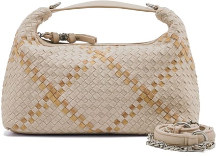 FREDsBRUDER Leren schoudertas handtas Happy Weave Collection Crossbag Nature beige