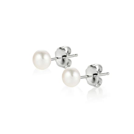 PROUD PEARLS® pareloorbellen knopjes met witte parels 5mm