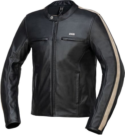 IXS Stripe Zwart Beige Leren Motorjas - Jas