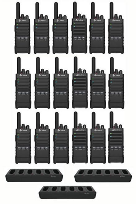 Set van 18 Cobra PX650 UHF PMR446 portofoons met multilader