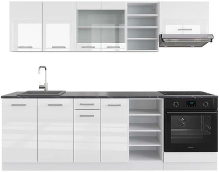 Vicco R-Line Complete keukeneenheid – 240 cm, WB Antraciet Wit hoogglans/wit