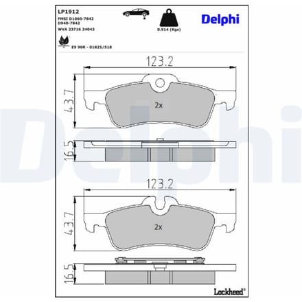 Remblokset DELPHI LP1912, achter