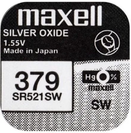 MAXELL 379 / SR521SW zilveroxide knoopcel horlogebatterij 2(twee) stuks