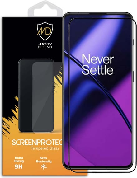 MobyDefend Screenprotector - Geschikt voor OnePlus 11 - Screensaver Met Zwarte Randen - Gehard Glas