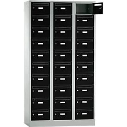 Postverdeelkast, met inwerpgleuf, 3 compartimenten, veiligheidscilinderslot, diepzwart