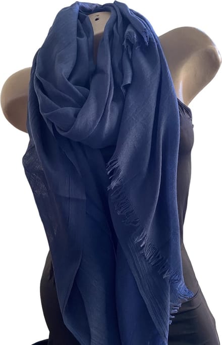 Sjaal effen van viscose 30# 195/105cm Navy