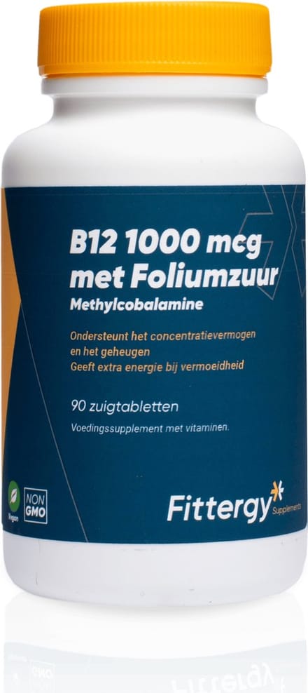 Fittergy Supplements B12 1000mcg Met Foliumzuur - 90 zuigtabletten