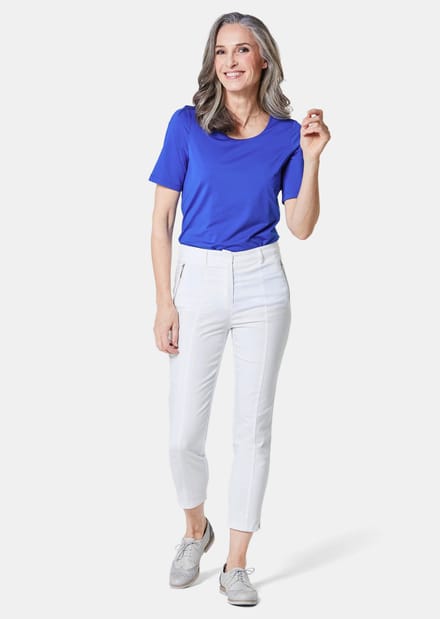 Elastische broek met extra stiksels - wit - Gr. 27 van Goldner Fashion