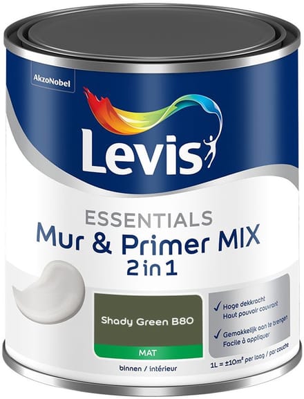 Levis - Essentials Mur & Primer Mix - Shady Green B80 - Mengverf - 1 L