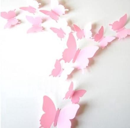 New Age Devi - 3D Vlinders - Muurdecoratie - Effen Roze - Creatieve Decoratie voor de Muur