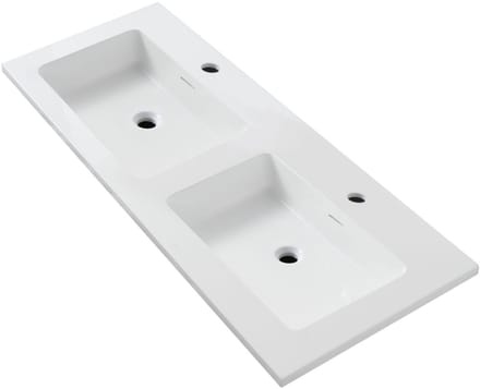 Wonda Square Slim Wastafel – Dubbel – Kunstmarmer – 120x1,6x52,5 cm – Mat Wit