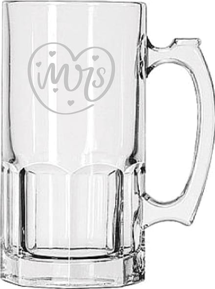 Gegraveerde bierpul 1ltr Mrs. In hartje