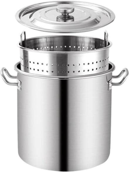 Grote Soeppan - Kookpan - Buiten Koken - Met Zeefmand - 20-90 Liter - Zilver