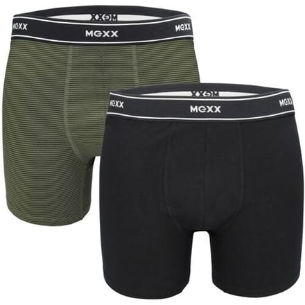 MEXX Heren boxer, 2-pack (Strepen/marineblauw/olijfgroen, M)