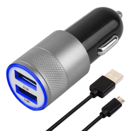 MMOBIEL High Speed Autolader Oplaad Adapter - 2 USB Poorten 2.1A + 1.0A - incl. USB-C Kabel