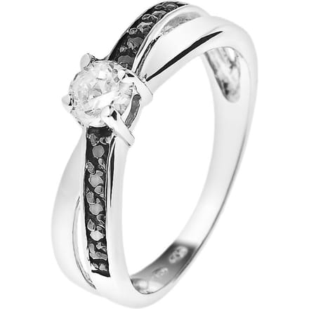 Solitaire 4,5 mm zwart en wit zirkoniumoxiden 925 - zwart-wit