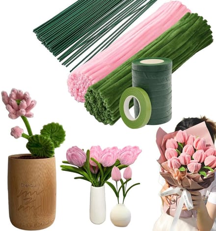 200 Stuks Knutselpijpenragers Bloemendraad 30 cm - Chenille Stelen met Tuinband
