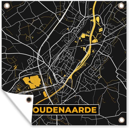 Tuindoek Kaart - Oudenaarde - Goud - Plattegrond - Stadskaart - 100x100 cm