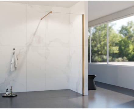 FugaFlow Eccelente Vetro inloopdouche badkamer - 180x200cm - helder glas - wandarm - geborsteld koper