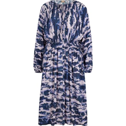 Boss Midi-jurk met elastische tailleband voor dames (Beige/Zwart/Paars)