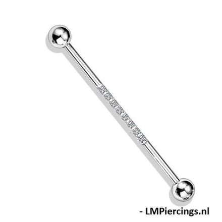Industrial piercing PVD CNC prong-set - zilver - LMPiercings