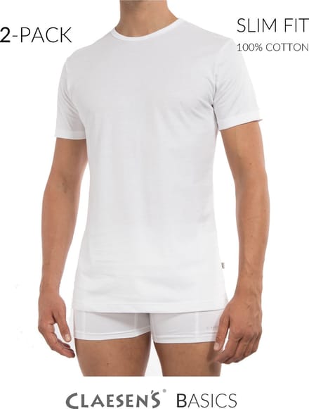 Claesen's® - T-Shirt Wit 100% Cotton 2-PackCL 1020ss-White-M