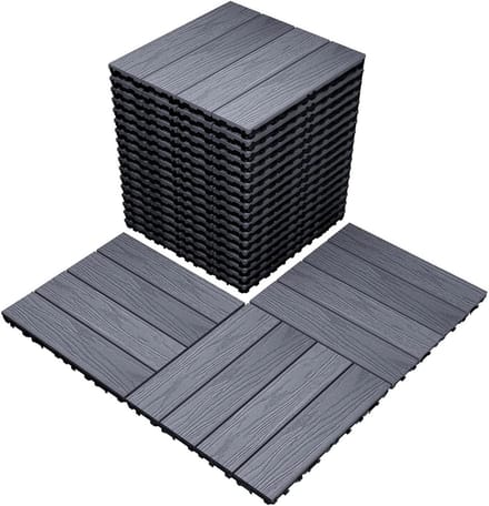 Terrastegels Composiet - Buiten vloer - Balkon terras - Antislip structuur - 10 stuks - Grijs