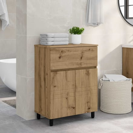 vidaXL - Badkamer - vaniteitsunit - Artisanaal - eiken - 60 - x - 35 - x - 80 - cm