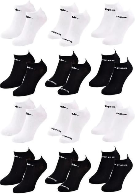 Kappa sneakersokken 12 paar black&white maat 39/42