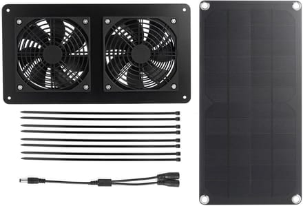 Zonne-ventilator - Dubbele ventilator - Ventilatiehokken - Zonne-energie - 10W - Zwart