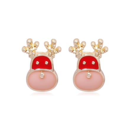 Rendier oorknoppen | rood roze | goud gekleurd