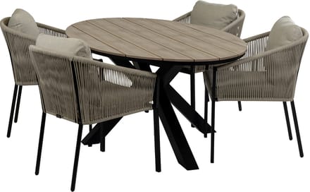 Tuinset Elvira/Cyprus | 4 personen | Ovaal 180 cm | Rope & polywood