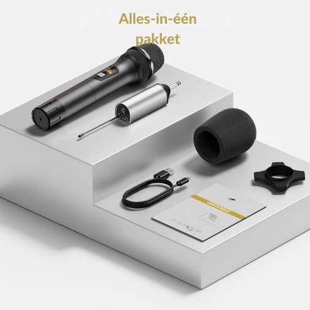 Thuys – Draadloze Microfoon – UHF Metalen Draadloos Handheld Microfoon Systeem – Met Oplaadbare Ontvanger – Zwart