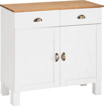 Oslo-Dressoir 2 Deurs Massief Grenen Wit/Honing