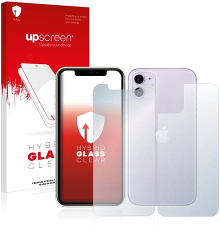upscreen - Screenprotector voor Apple iPhone 11 (Voor+Achter) - Folie Beschermfolie Beschermglas transparant
