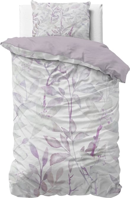 Sleeptime Water Leaves Dekbedovertrek - Eenpersoons - 140X200/260 + 1 x kussensloop 60x70 - Wit