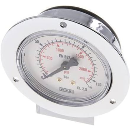 0..160 Bar Paneelmontage Manometer Staal/Messing 63 mm Klasse 2.5 (Voorflens) - MW016063SH-FP