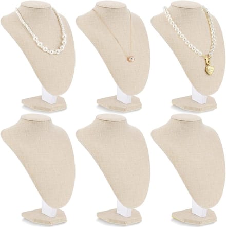 Hanger Ketting Display - Sieradenhouder - Etalage Presentatie - Set van 6 Stuks - 18x25 cm - Linnen