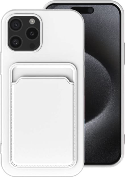 Smartphonica Telefoonhoesje Geschikt voor iPhone 15 Pro Max met pasjeshouder - TPU backcover with cardslot - Wit geschikt voor iPhone 15 Pro Max