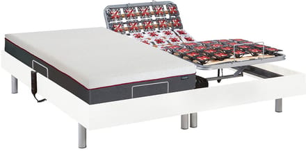 Vente-unique Bed met elektrische lattenbodem hout wit 2 x 90 x 200 cm