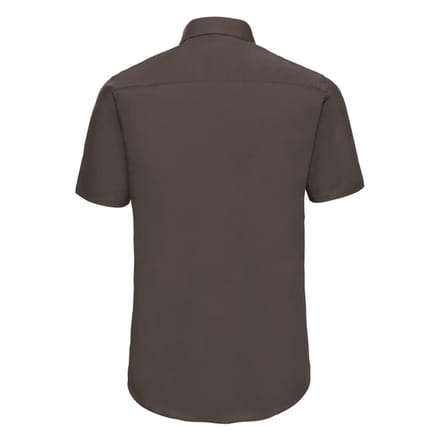 Russell Collection Heren Stretch Overhemd Met Korte Mouwen (Chocolade)