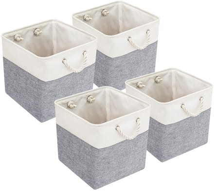4 witte grijze opvouwbare opbergmanden